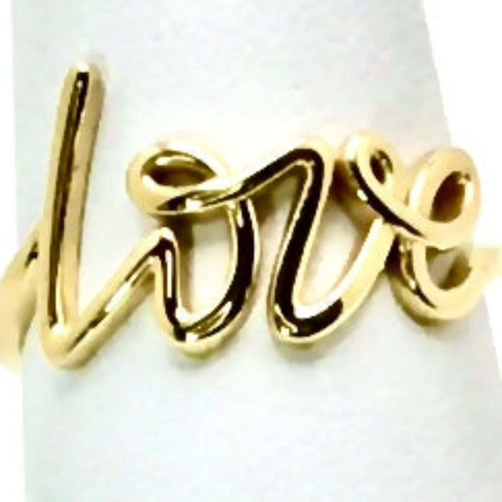 The Love Ring — 14k Yellow Gold Script Statement Ring