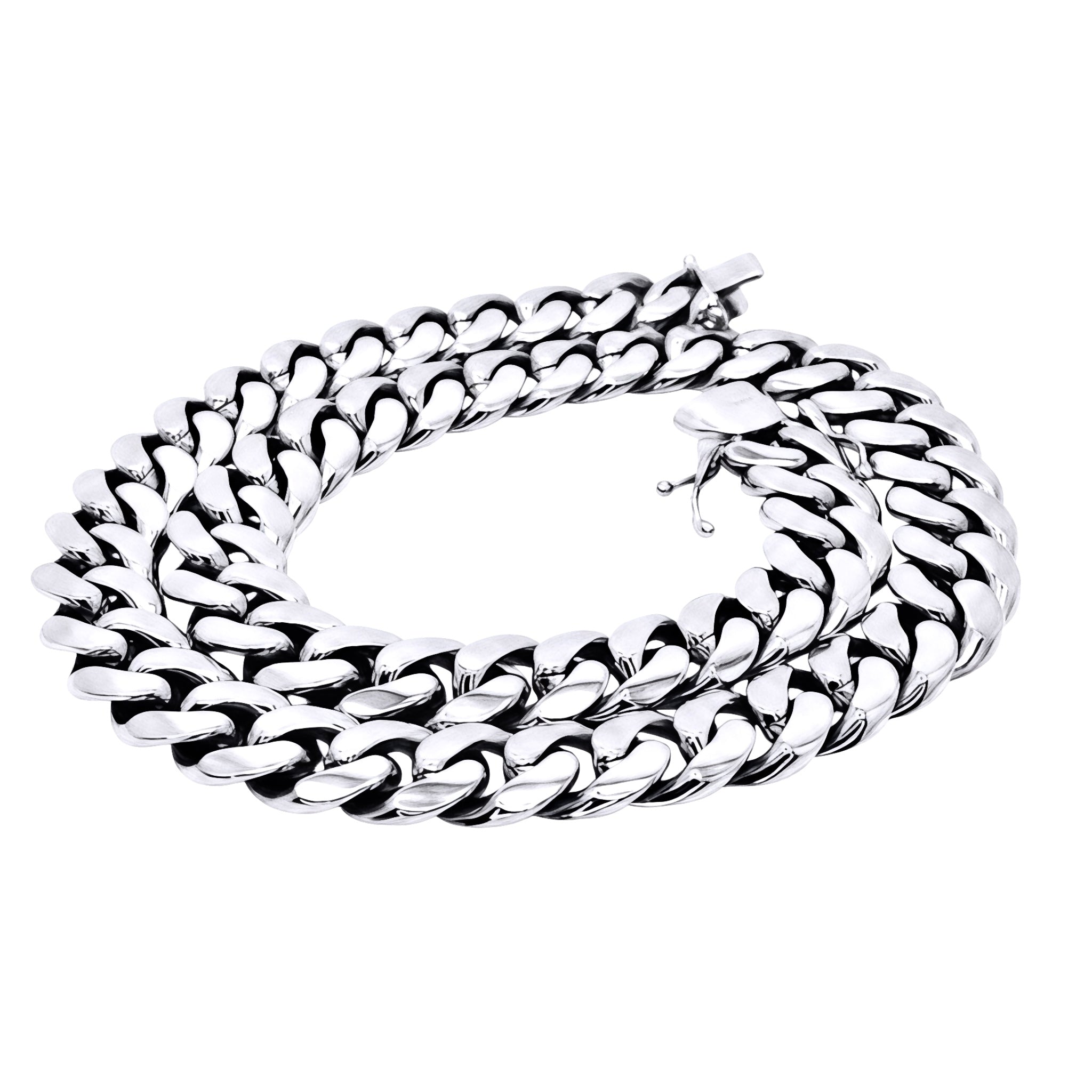 Heavy Cuban Link Chain – White Gold