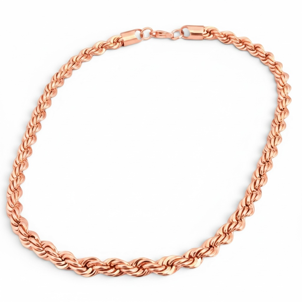 Men's Solid Twisted Rope Chain Necklace – Rose Gold