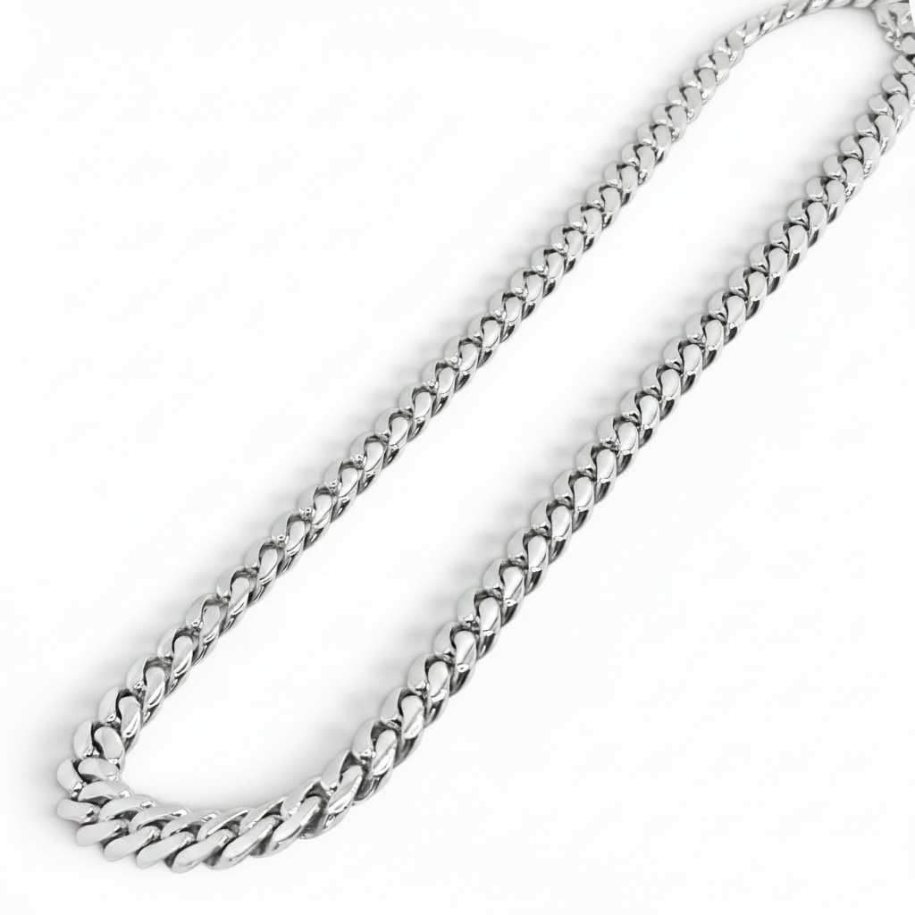 Men's Solid Miami Cuban Link Chain – White Gold